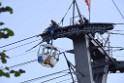 Koelner Seilbahn Gondel blieb haengen Koeln Linksrheinisch P051